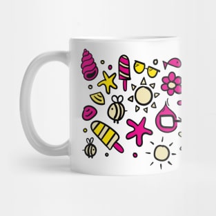 Copy of summer items color 2 - sun ice cream bee sea star sea elements warm Mug